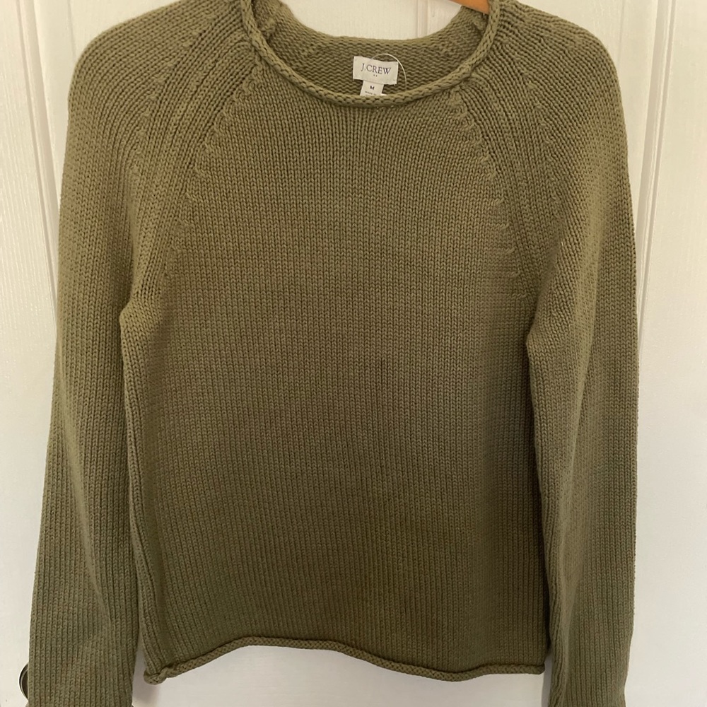 NWT J. Crew olive green sweater.  Size Medium.